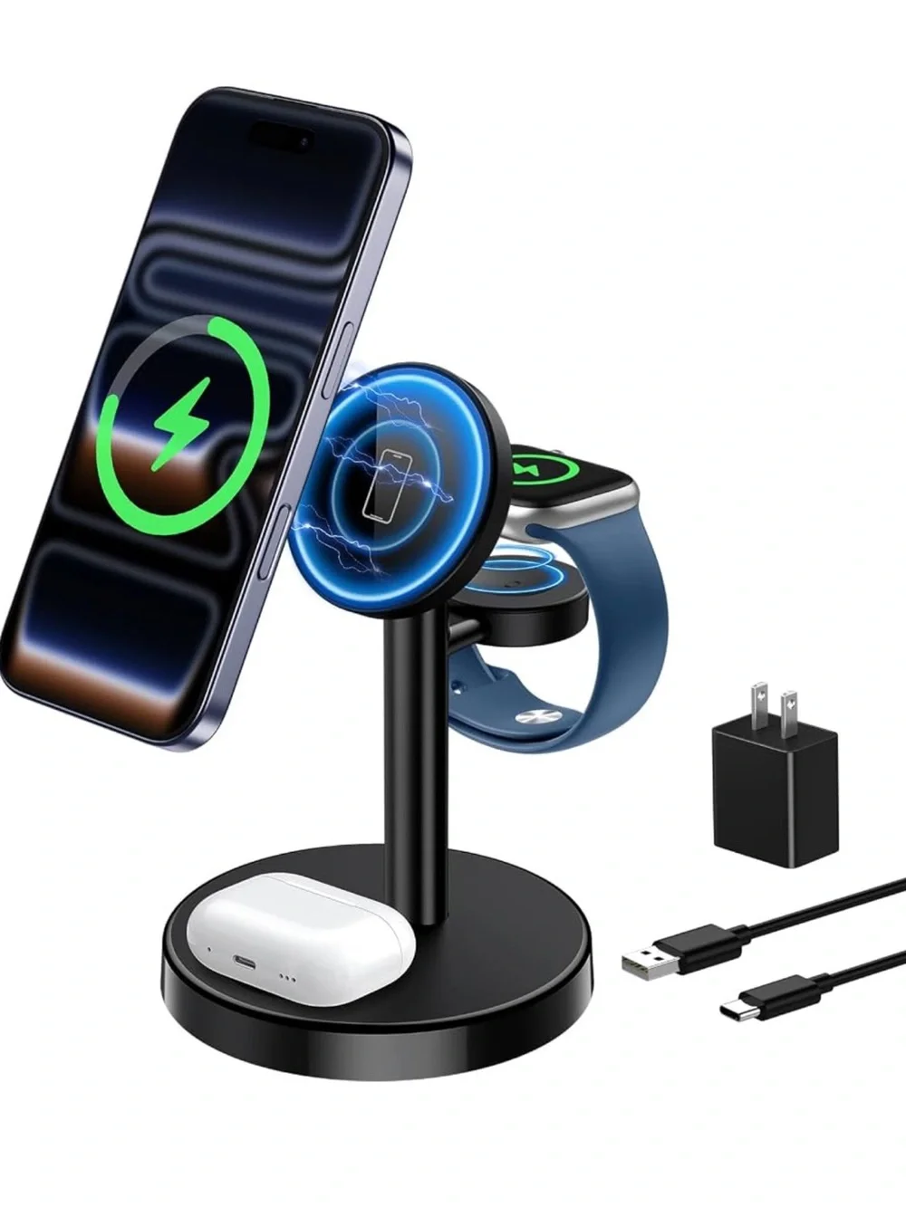 3 in 1 fast wireless charging station for apple 15W strong magnetic charging
